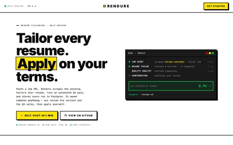 Rendure homepage preview